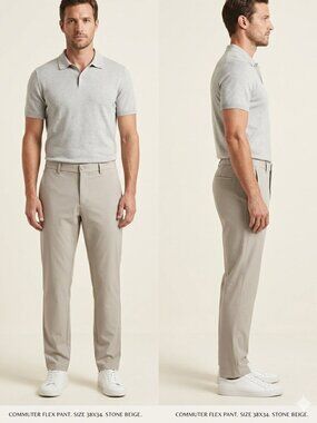 Banana Republic Commuter Flex Stone Beige Chino Men's Pants Size 38x34 NEW